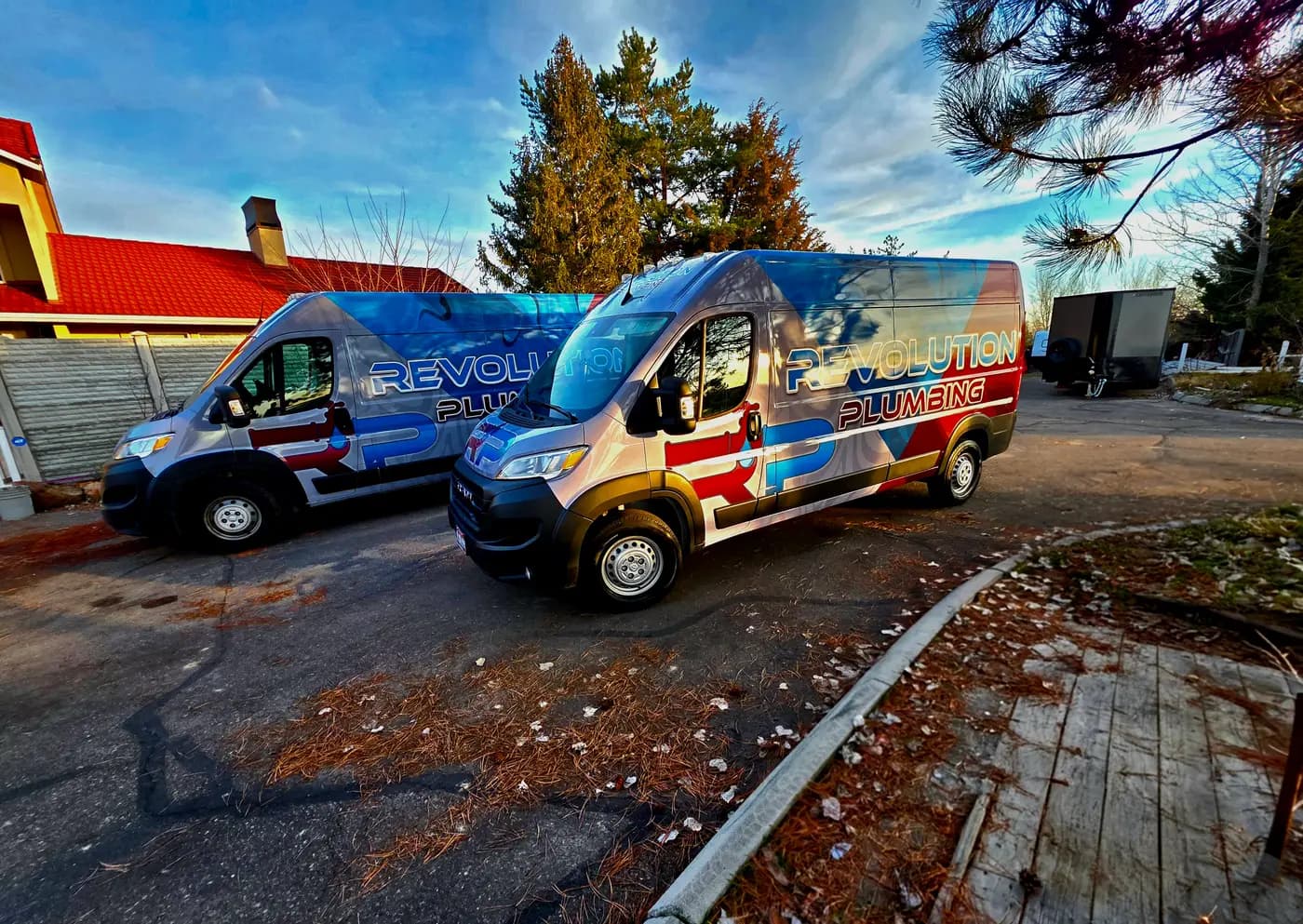 Revolution Plumbing's wrapped service vans